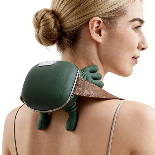 Heated neck and shoulder massager with deep kneading for cervical pain relief